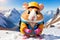 A cute little hamster ready for his holidays in the mountains - White week