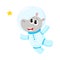 Cute little hippo animal astronaut, spaceman character wearing space suit