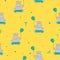 Cute little Hippo with balloon seamless pattern