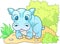 Cute little hippopotamus, funny design illustration