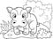 Cute little hippopotamus, funny illustration coloring book