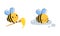 Cute Little Honey Bee with Wings and Black Stripes Flying with Dipper and Sleeping Vector Set