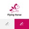 Cute Little Horse Flying Wing Simple Animal Logo