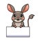 Cute little jerboa cartoon with blank sign