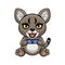 Cute little jungle cat cartoon holding food bowl