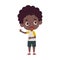 Cute little kid african boy feeling disgusted. Cartoon schoolboy character show facial expression. Vector illustration