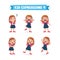 cute little kid girl in various expressions and gesture set