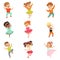 Cute little kids dancing set, modern and classical dance performed by children vector Illustrations on a white