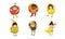 Cute Little Kids Dressed As Fruits Set, Apple, Orange, Lemon, Pear, Kiwi, Banana Vector Illustration