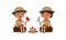 Cute little kids sitting on log and Roasting Fish and fish on campfire, boy scout or girl scout honor uniform, kids summer camp,