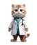 Cute little Kitten dressed as a doctor, isolated on white background, cute and funny cats concept, realistic design illustration,