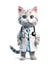 Cute little Kitten dressed as a doctor, isolated on white background, cute and funny cats concept, realistic design illustration,