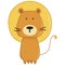 Cute little lion in cartoon style on white background. the soul of the child. vector illustration