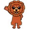 Cute little lion dog cartoon waving hand