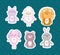 cute little lion rabbit cat bear sheep cartoon stickers