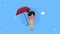 cute little lover girlfriend with hearts and umbrella character