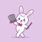 Cute little magician rabbit with hat and magic stick