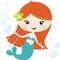 Cute little mermaid illustration isolated on white