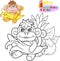 Cute little monkey coloring book funny illustration