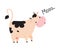 Cute Little Mooing Cow, Adorable Funny Farm Animal Cartoon Character Vector Illustration