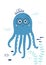 Cute little octopus with glasses. Childish print for nursery. Sweet sea animal. Vector.