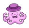 Cute little octopus in a hat, with bow-tie.