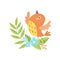 Cute little Orange Nesting Bird, Symbol of Spring Vector Illustration