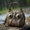 Cute And Little Owl Purse With Big Eyes: Handcrafted Leatherhide Bag