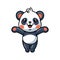 Cute little panda cartoon raising hands