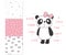 Cute little panda. Surface design and 3 seamless patterns