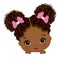 Cute Little Peekaboo Baby Girl with Afro Buns. Vector Peek a Boo Black Girl