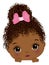 Cute Little Peekaboo Baby Girl with Afro Puff. Vector Peek a Boo Black Girl