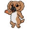 Cute little pekingese dog cartoon waving hand