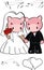 Cute little pig couple  kawaii cartoon married