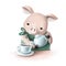 cute little pig preparing tea, lovely hand drawn clipart, childrens watercolor illustration