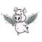 Cute little pig with wings in flight in vector