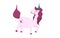 Cute little pink magic unicorn, children`s vector illustration on white background