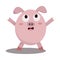 cute little pink pig stands and rejoices