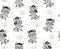 Cute little pirate raccoon seamless childish pattern. Funny cartoon animal character for fabric, wrapping, textile