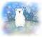 Cute little polar baby bear with snowflakes. Christmas and New-Year concept