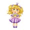 Cute little princess in a purple dress Vector.