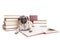 Cute little pug dog puppy reading books with reading glasses