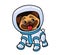 Cute little pug dressed in space suit, astronaut dog. Isolated vector illustration on white background.
