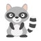 Cute little raccoon isolated. Cartoon animal character for kids cards, baby shower, invitation, poster, t-shirt, house decor