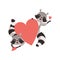 Cute Little Raccoons Holding Big Red Heart, Funny Humanized Grey Coon Animal Character Vector Illustration