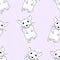 Cute little rats seamless pattern on purple background, cartoon drawing funny pet, chinese zodiac animal, editable vector