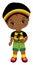 Cute Little Reggae African American Boy Wearing Rastafarian Outfit and Hat. Vector Cute Reggae Black Boy