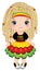 Cute Little Reggae Girl with Dreadlocks Wearing Rastafarian Dress. Vector Reggae Girl