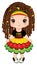 Cute Little Reggae Girl with Dreadlocks Wearing Rastafarian Dress. Vector Reggae Girl