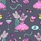 Cute little retro mouses dancing. 2020. Seamless pattern.